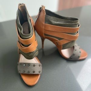 Army Green and Leather Stilettos